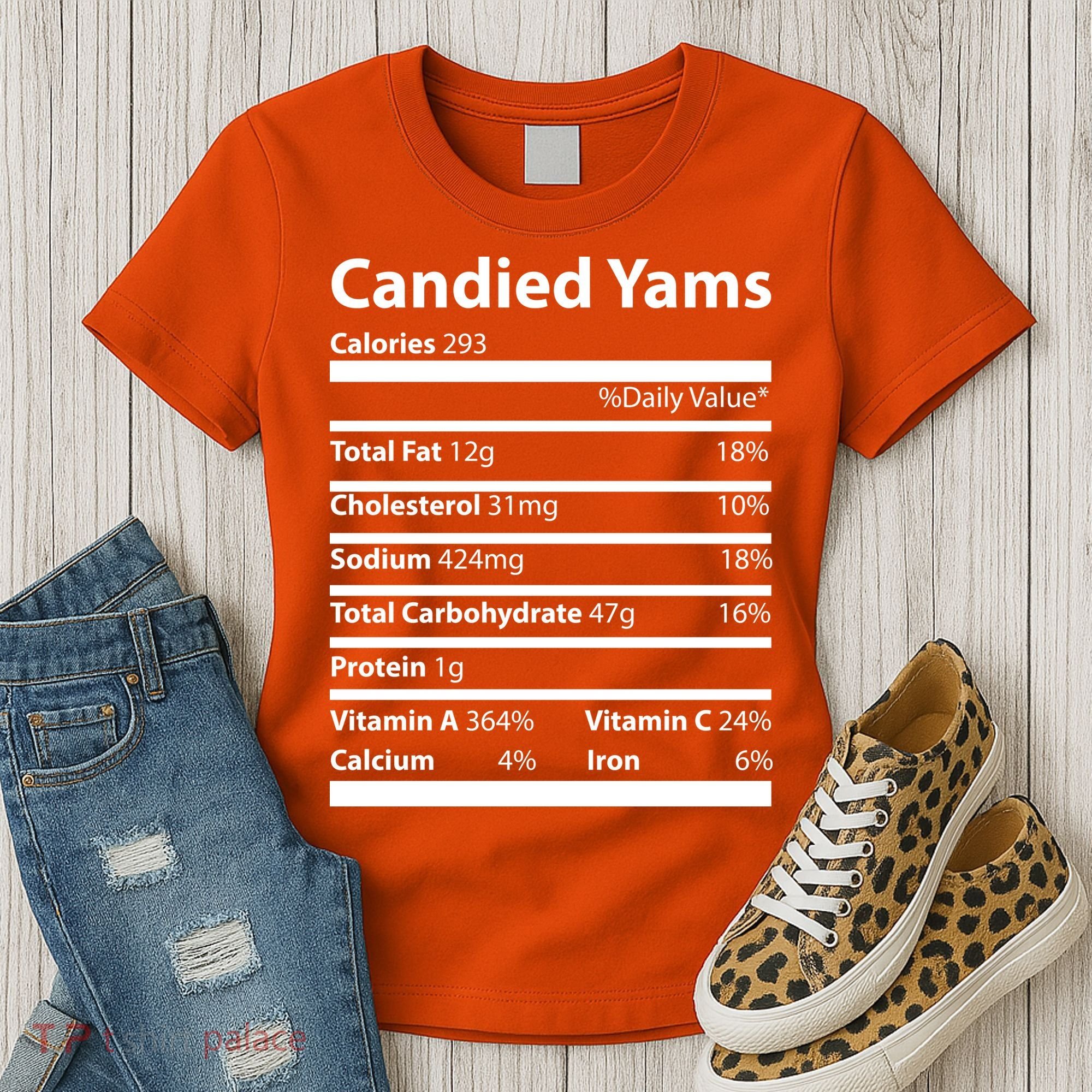 Candied Yams Nutritional Facts Funny Thanksgiving Women's T-Shirt