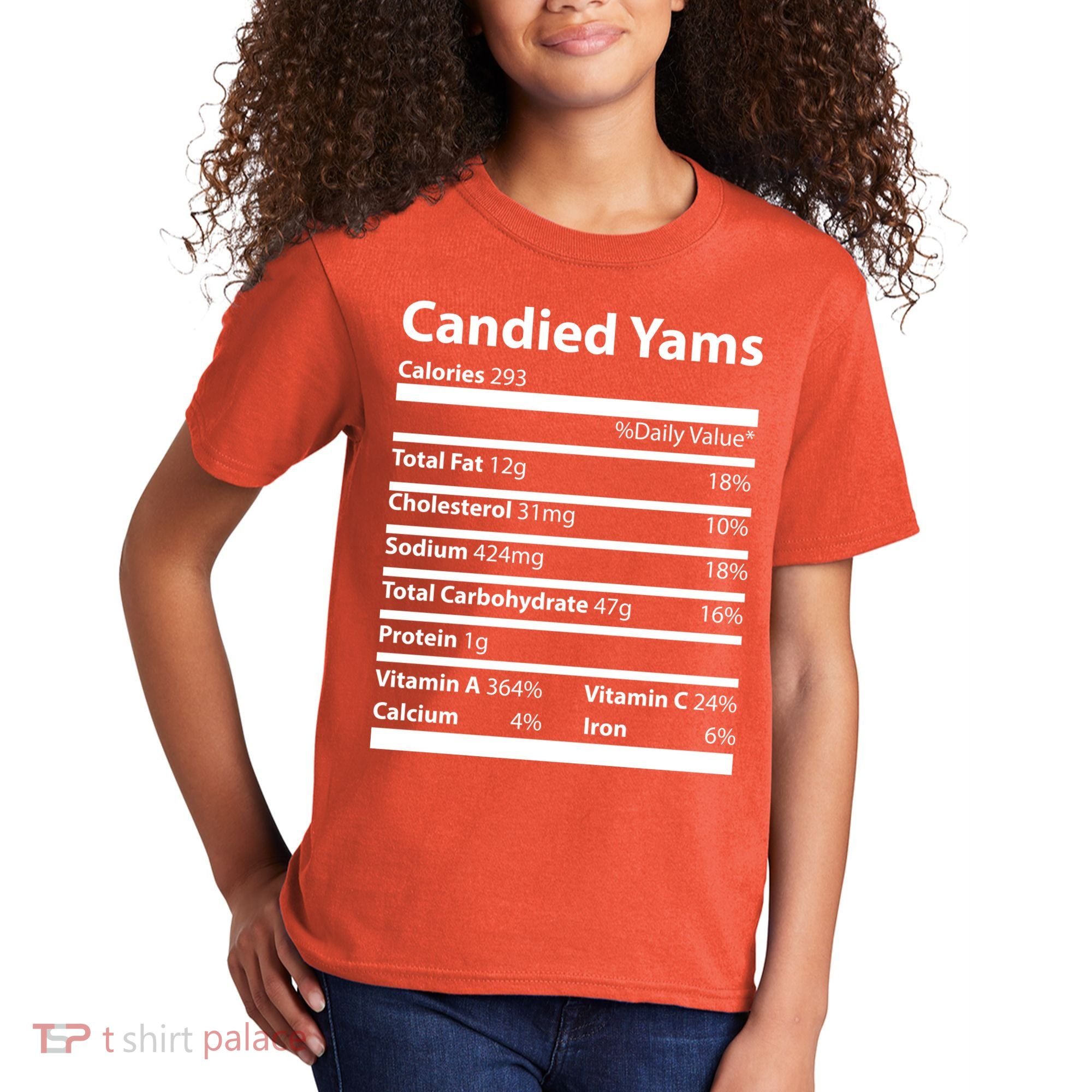 Candied Yams Nutritional Facts Funny Thanksgiving Kids T-Shirt