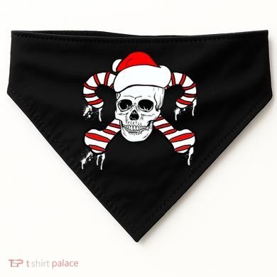 Candy Cane Skull USA-Made Doggie Bandana