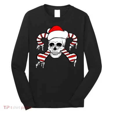 Candy Cane Skull Long Sleeve Shirt