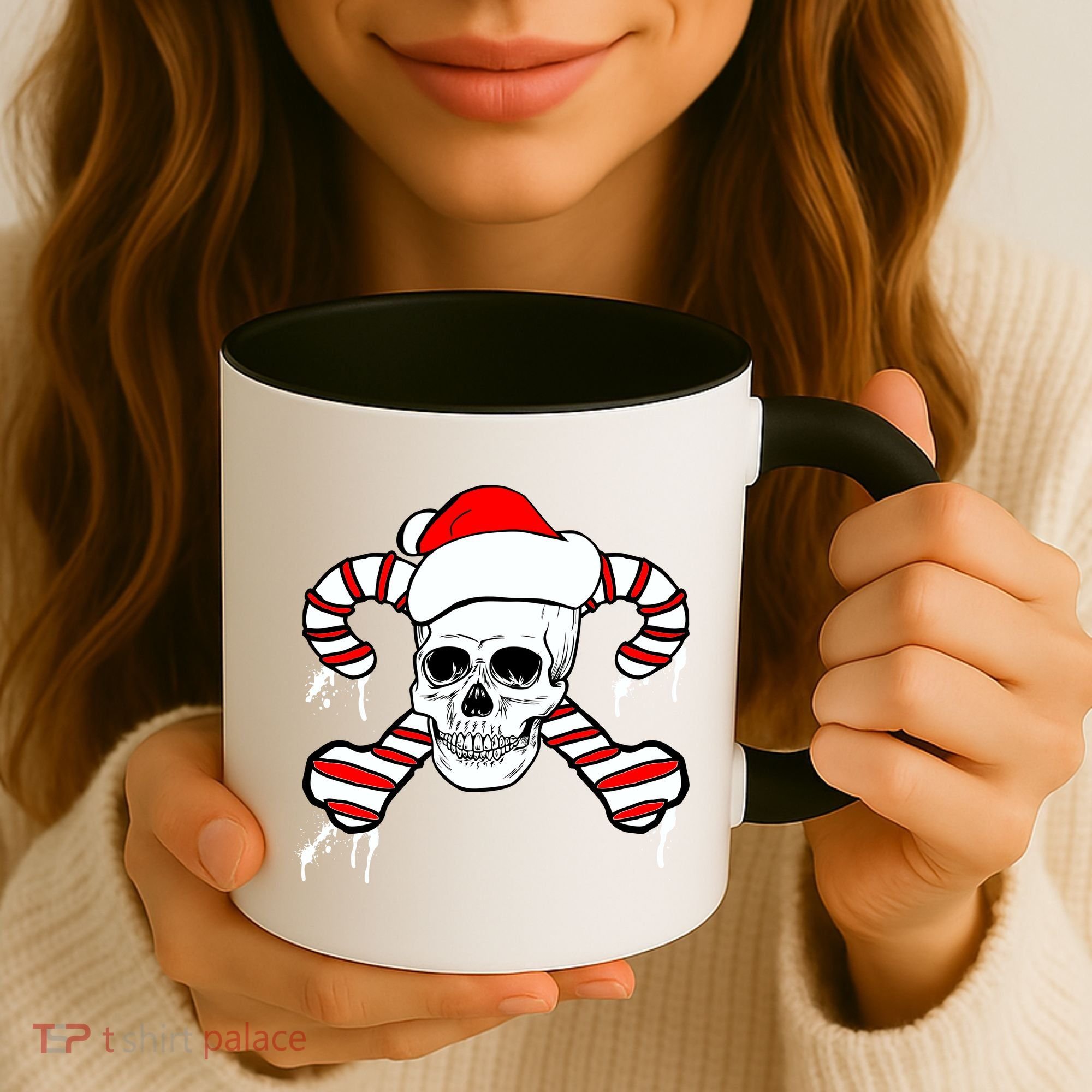Candy Cane Skull Coffee Mug