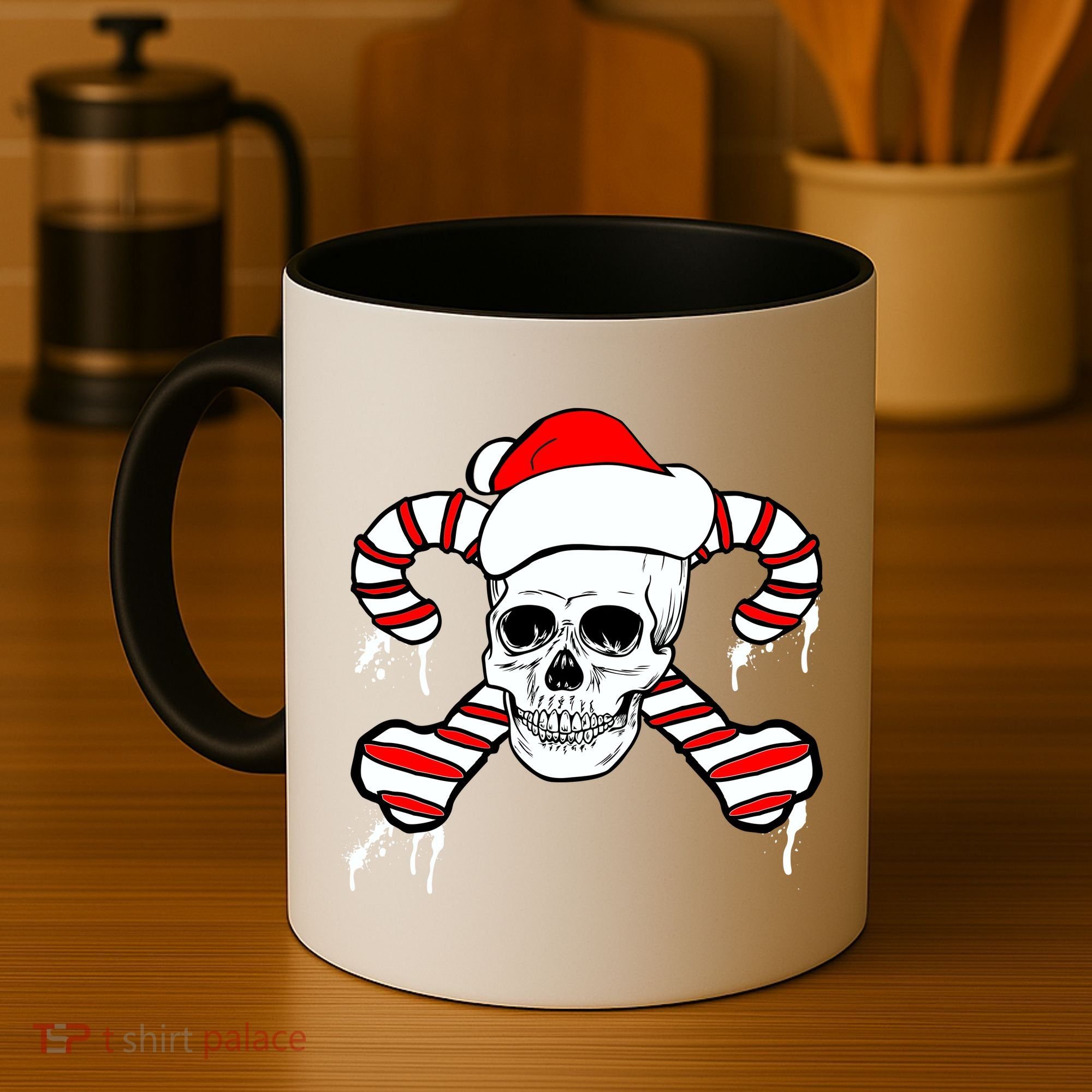 Candy Cane Skull Coffee Mug