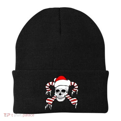 Candy Cane Skull Beanie