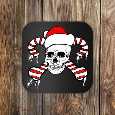 Candy Cane Skull Coaster