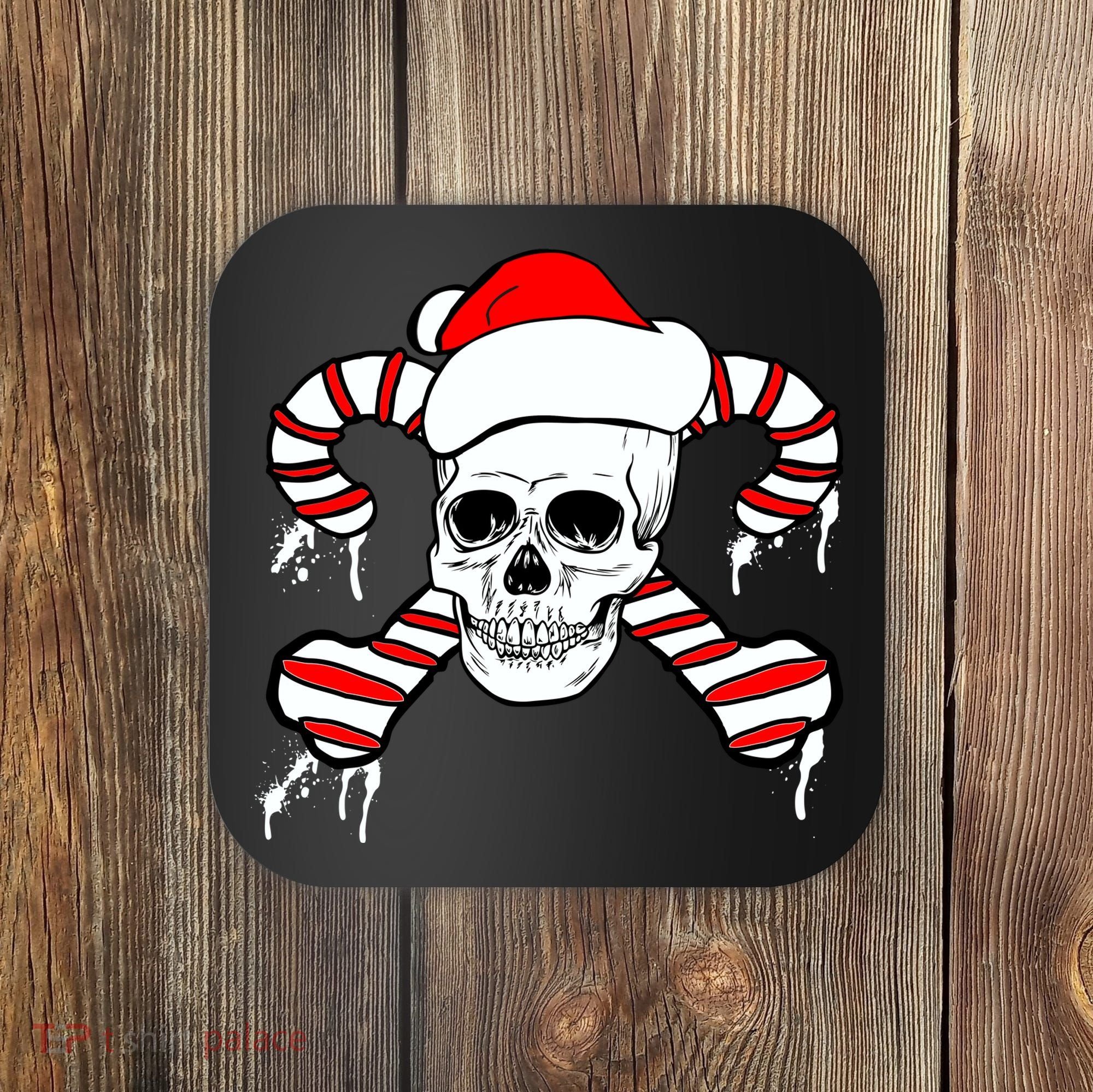 Candy Cane Skull Coaster