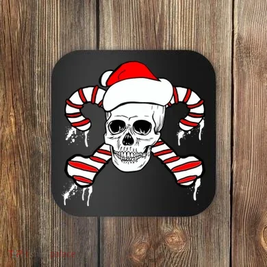Candy Cane Skull Coaster