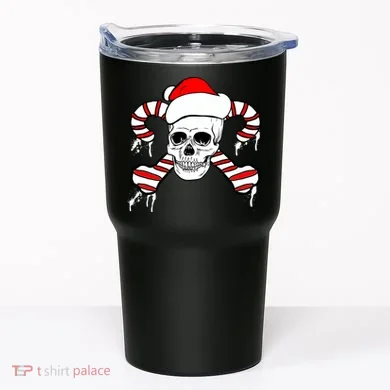 Candy Cane Skull Tumbler