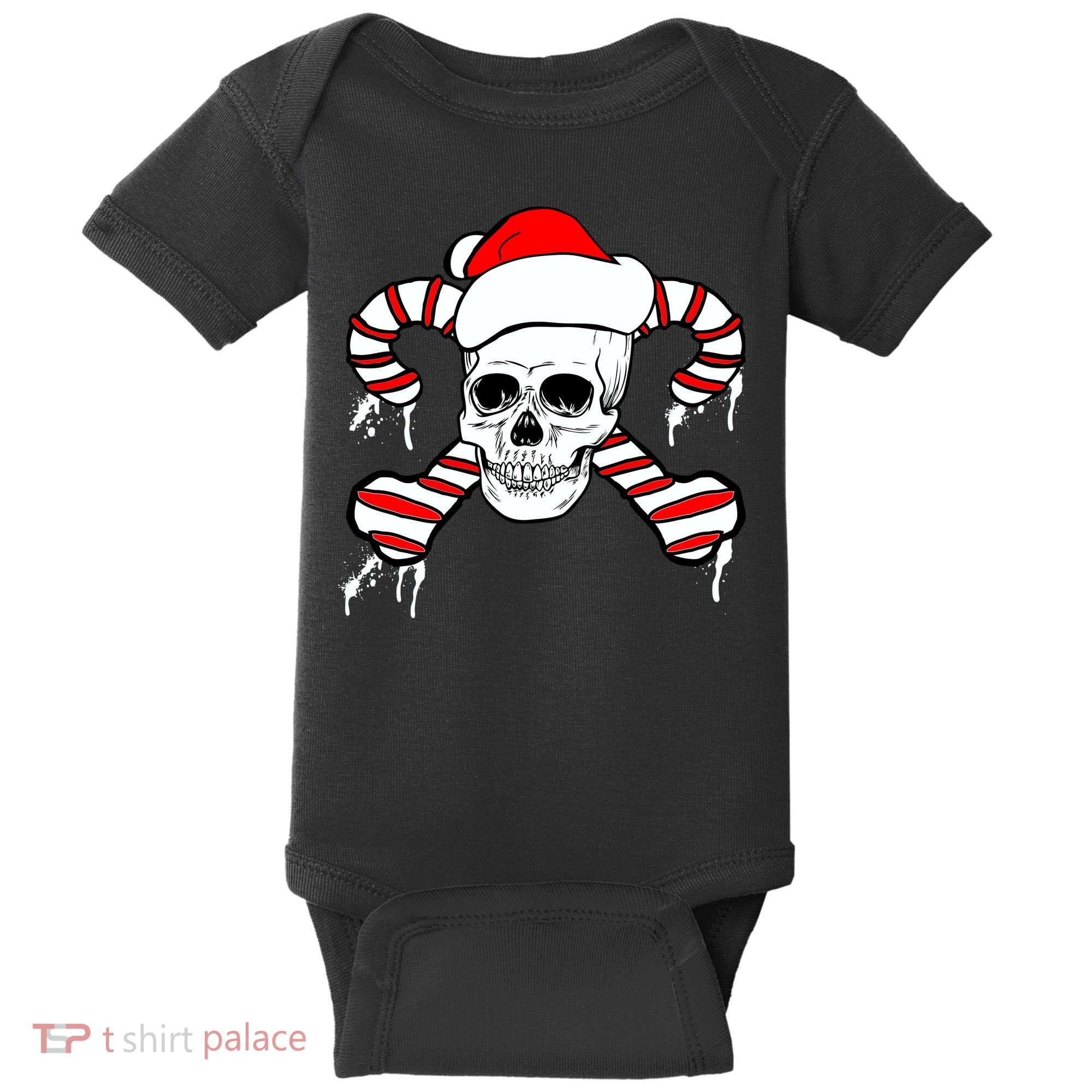Candy Cane Skull Baby Bodysuit