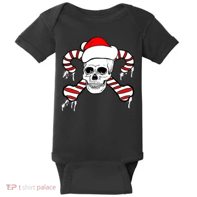 Candy Cane Skull Baby Bodysuit