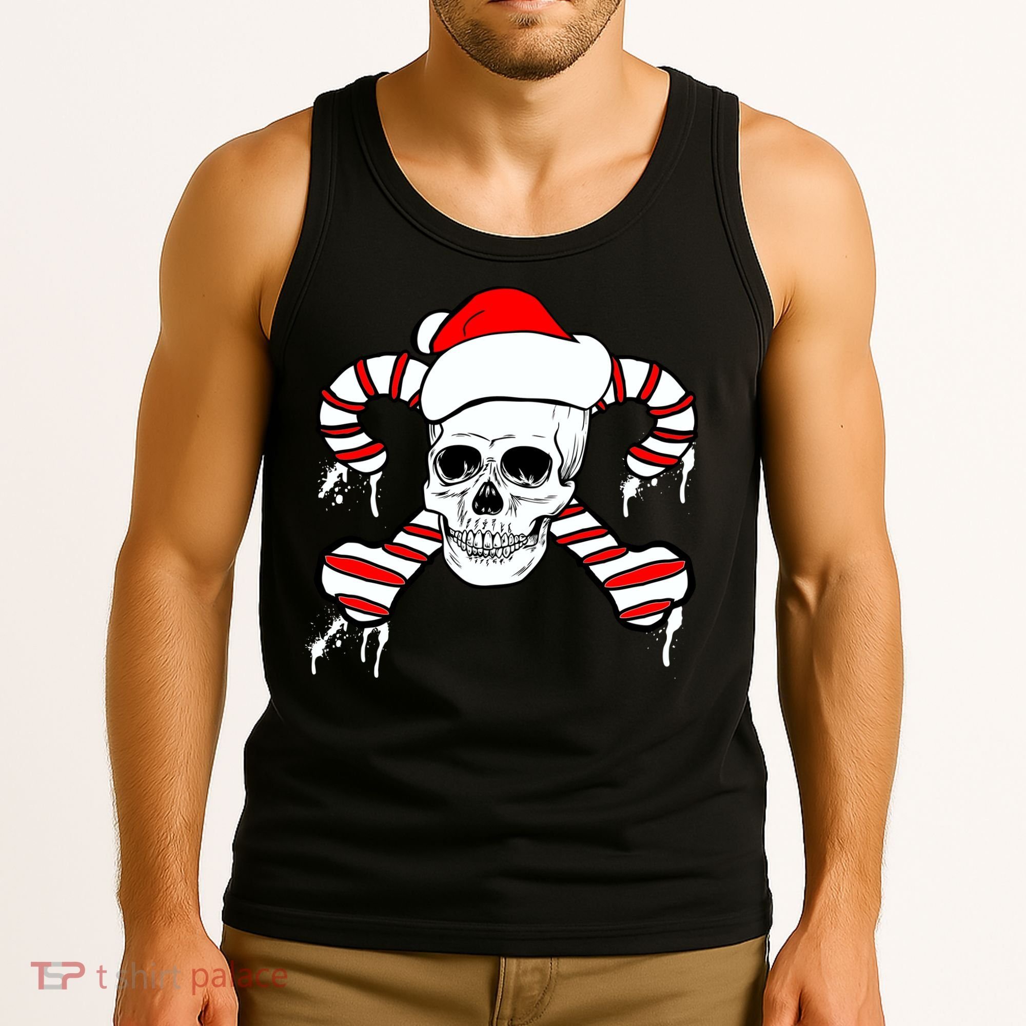 Candy Cane Skull Tank Top