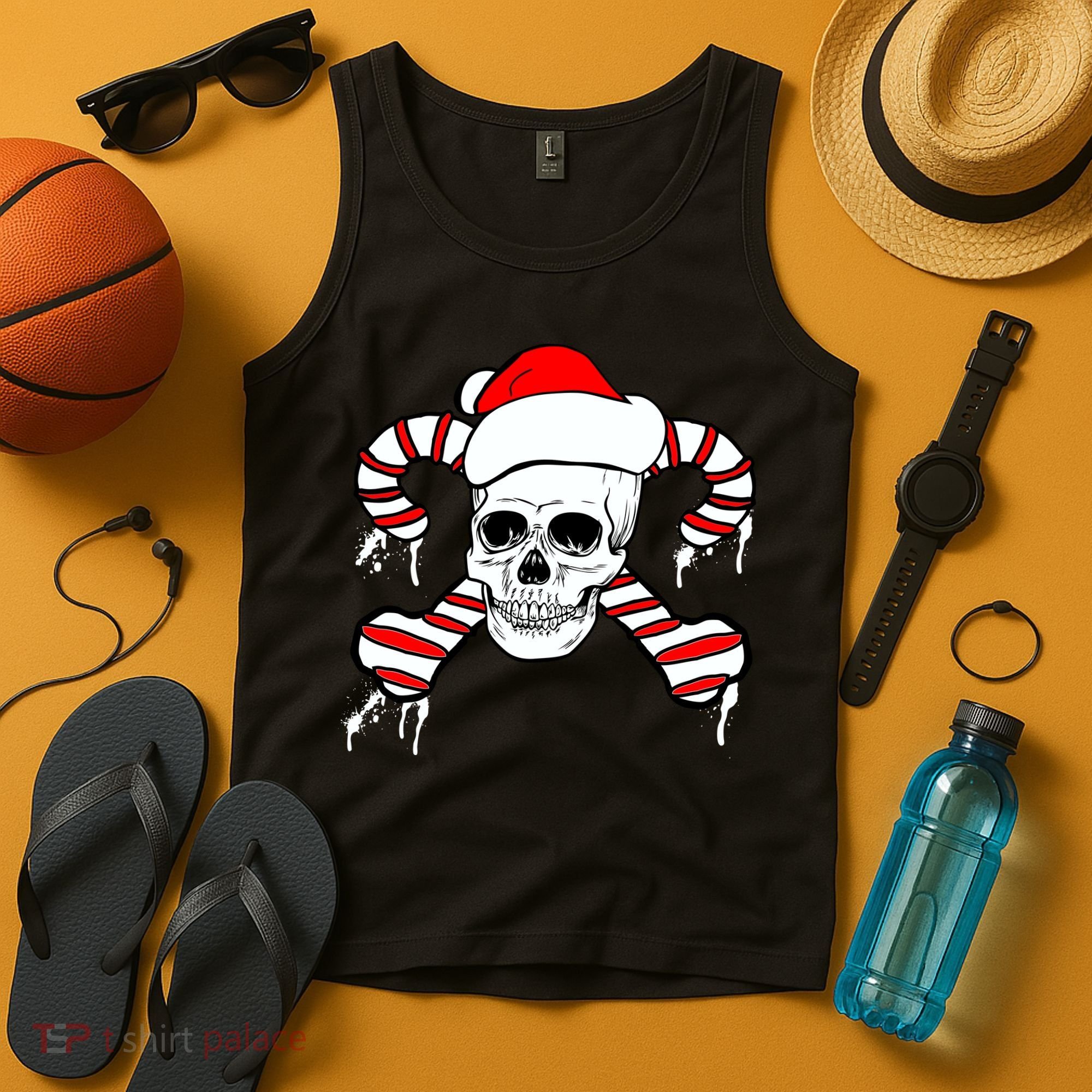 Candy Cane Skull Tank Top
