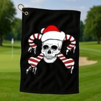 Candy Cane Skull Golf Towel thumb 1