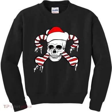 Candy Cane Skull Kids Sweatshirt