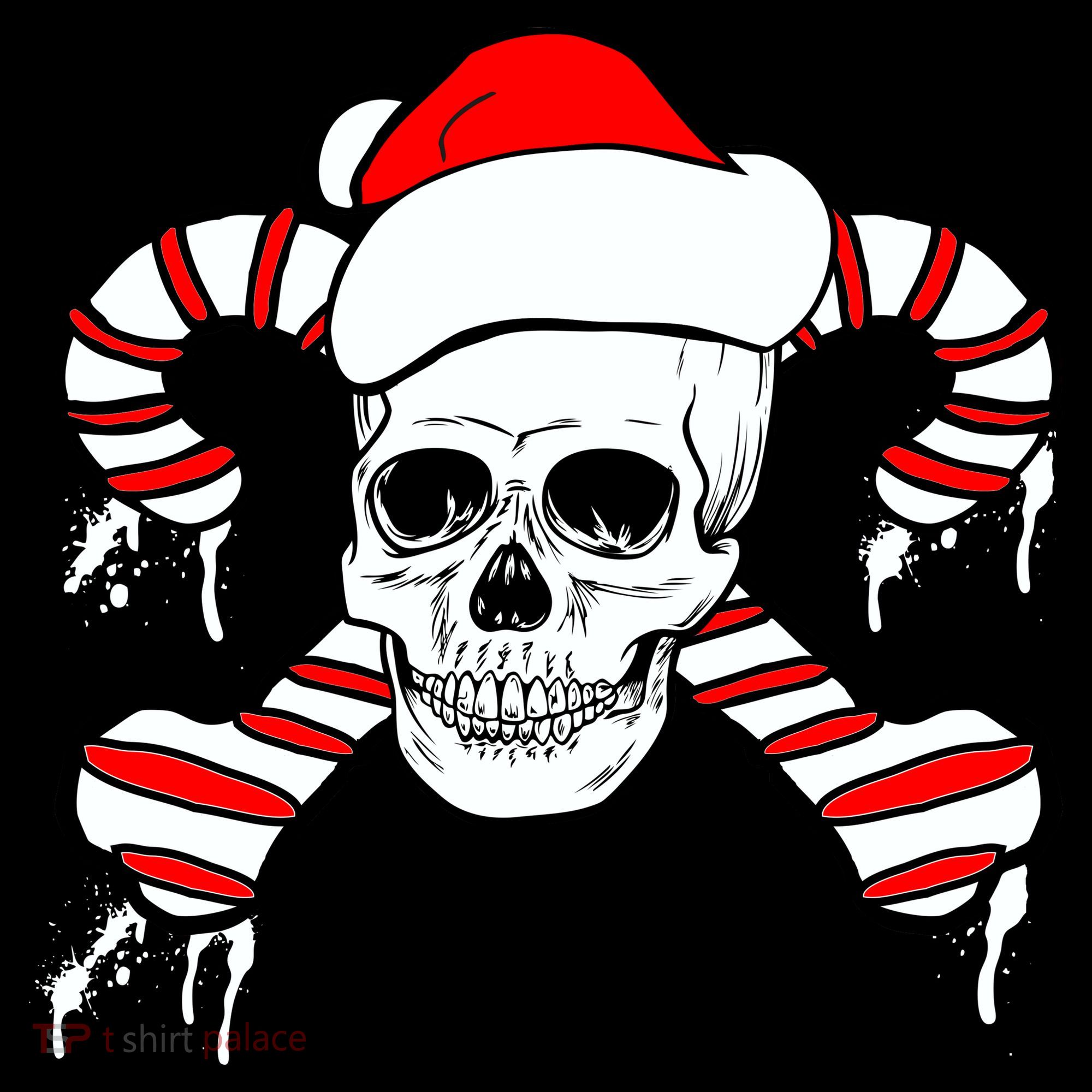 Candy Cane Skull Kids Long Sleeve Shirt