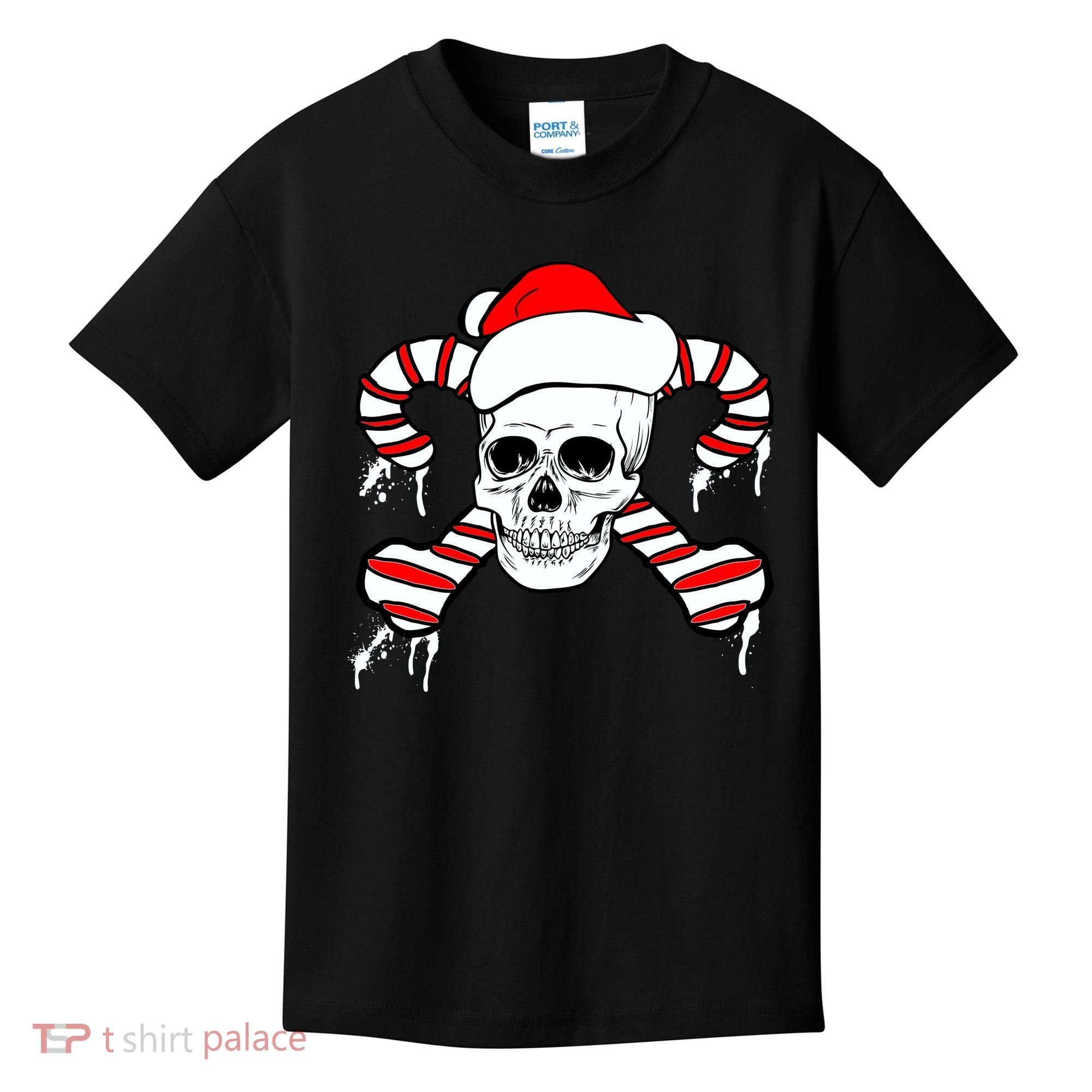 Candy Cane Skull Kids T-Shirt