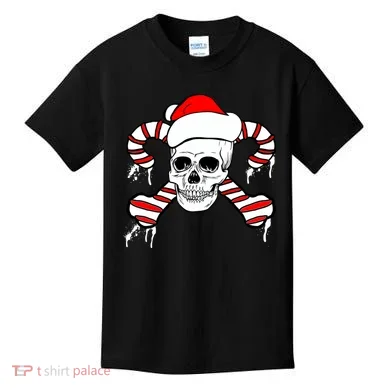 Candy Cane Skull Kids T-Shirt