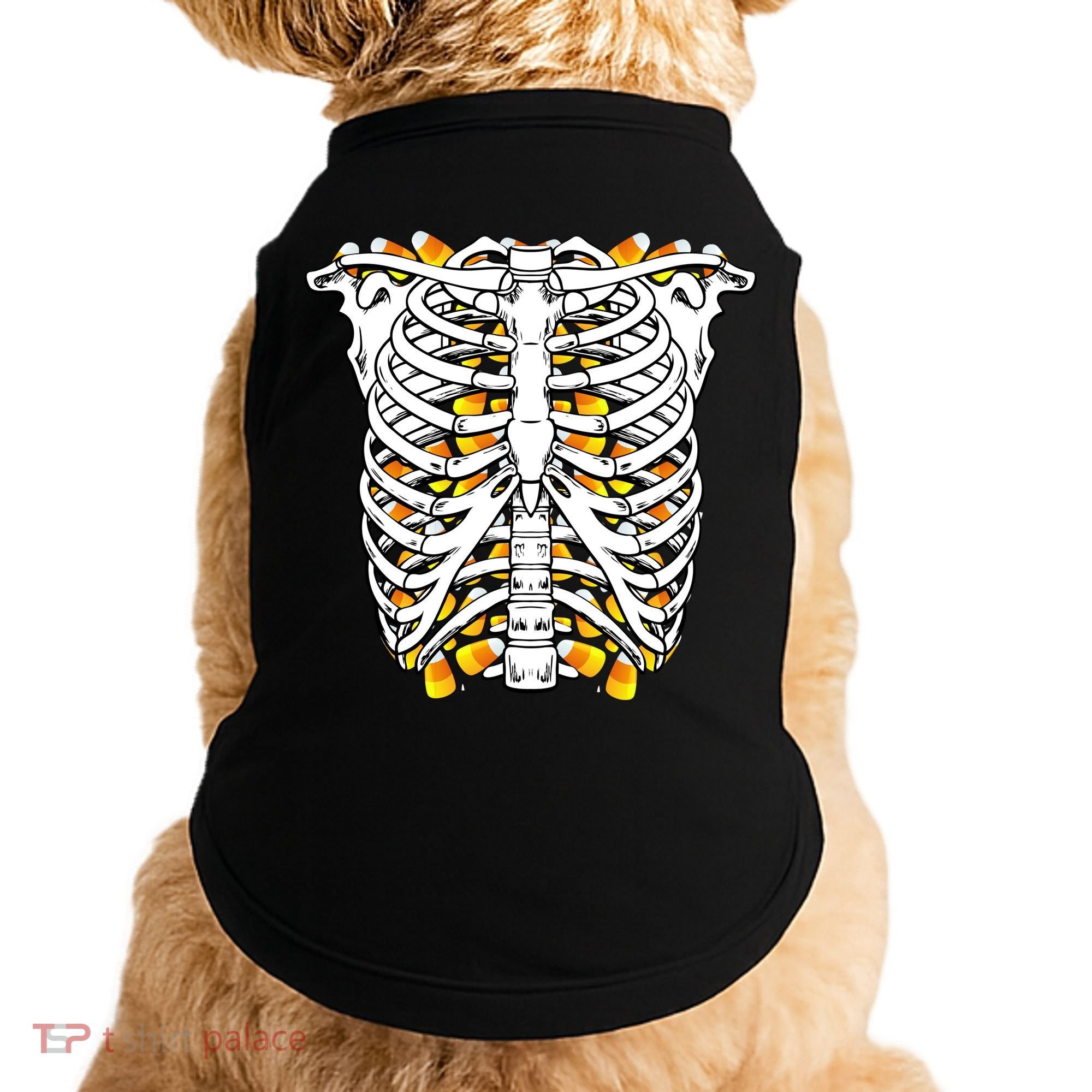Candy Corn Skeleton Hallween Costume Doggie Tank