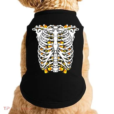 Candy Corn Skeleton Hallween Costume Doggie Tank