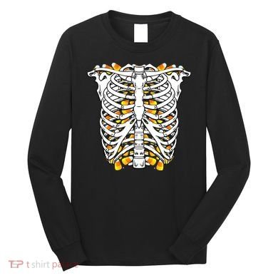 Candy Corn Skeleton Hallween Costume Long Sleeve Shirt