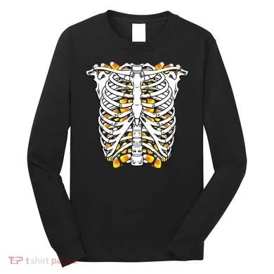 Candy Corn Skeleton Hallween Costume Long Sleeve Shirt