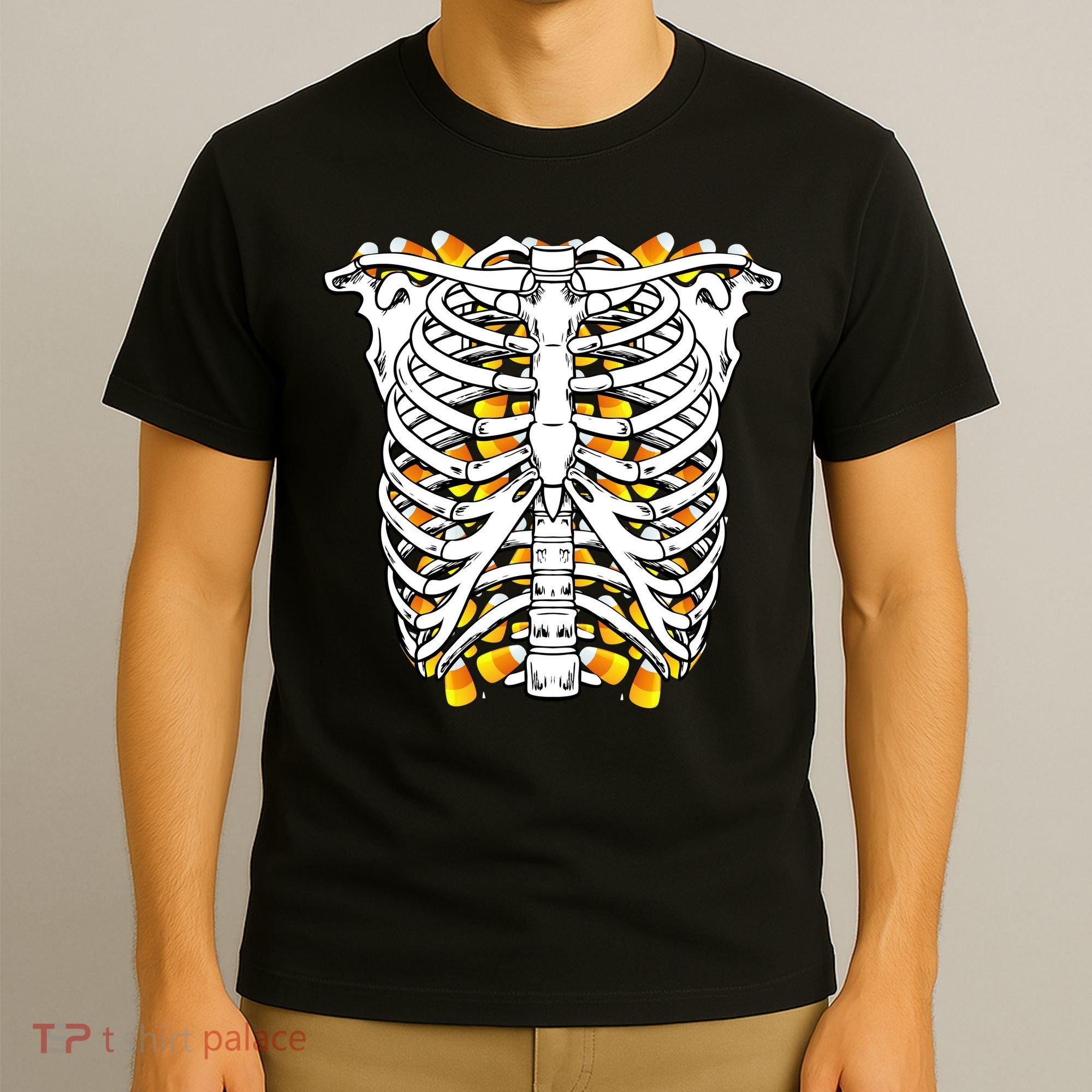 Candy Corn Skeleton Hallween Costume T-Shirt