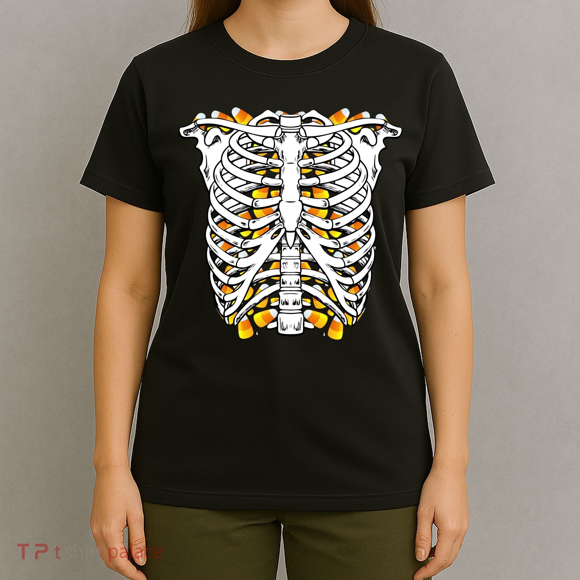 Candy Corn Skeleton Hallween Costume T-Shirt
