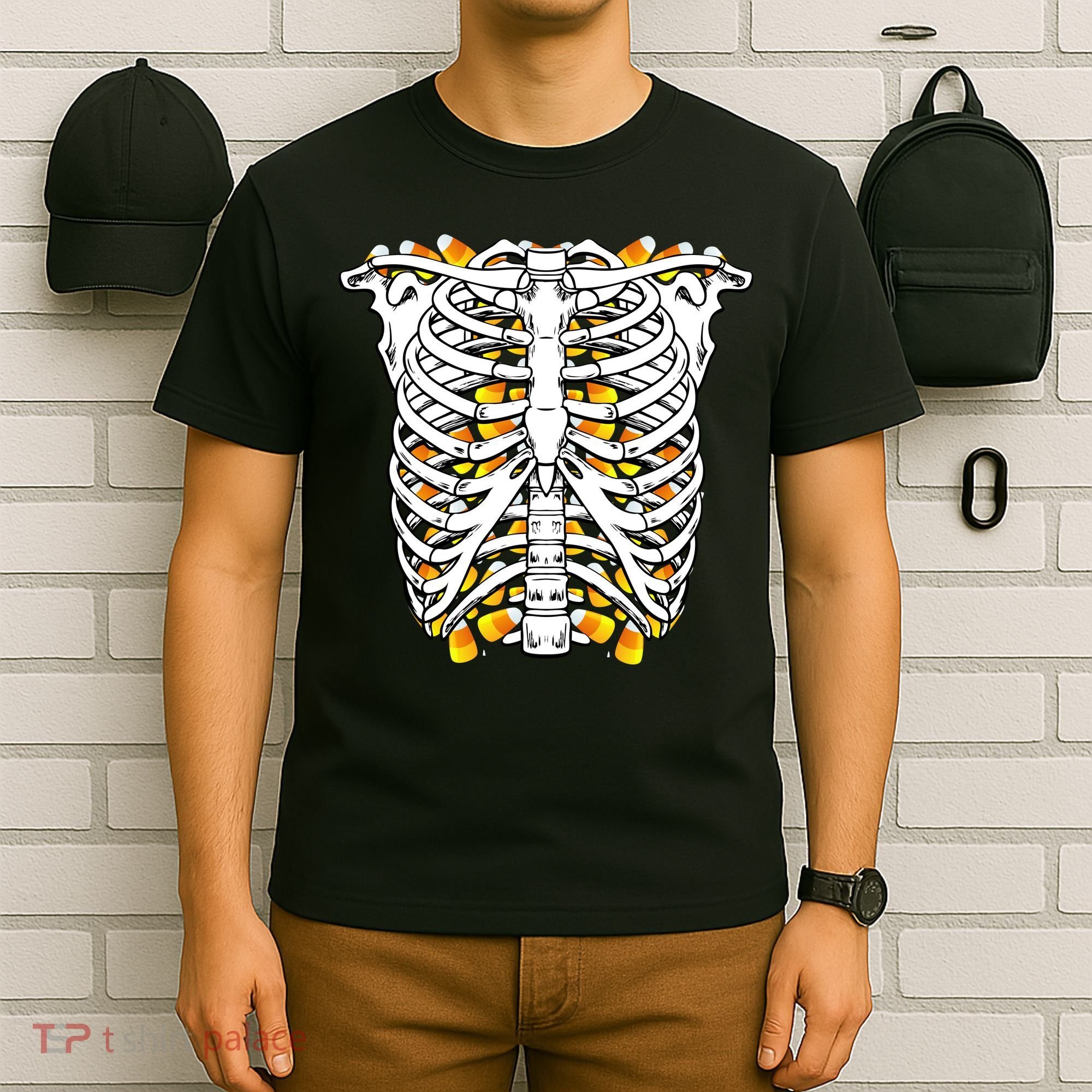 Candy Corn Skeleton Hallween Costume T-Shirt