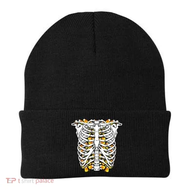 Candy Corn Skeleton Hallween Costume Beanie