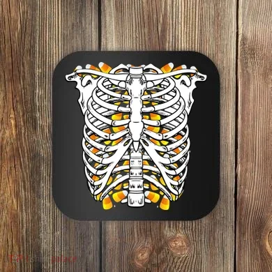 Candy Corn Skeleton Hallween Costume Coaster