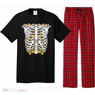 Candy Corn Skeleton Hallween Costume Pajama Set