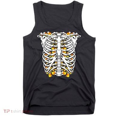 Candy Corn Skeleton Hallween Costume Tank Top