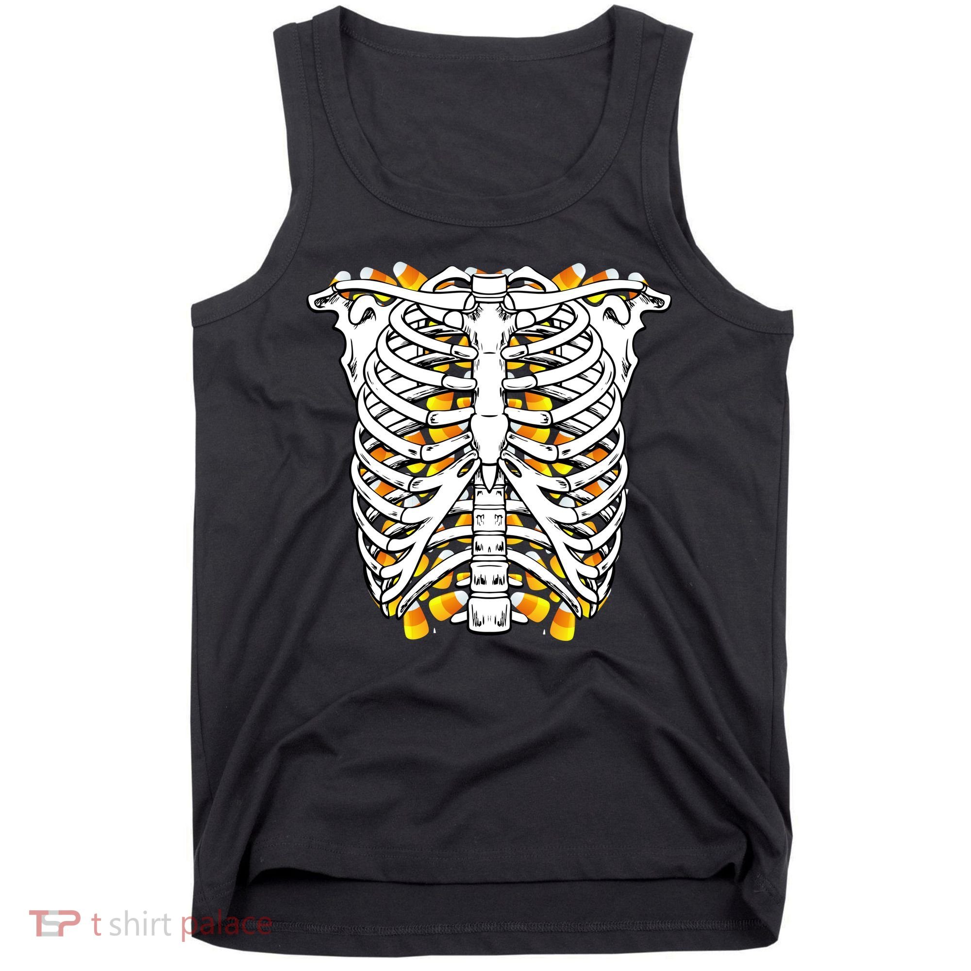 Candy Corn Skeleton Hallween Costume Tank Top