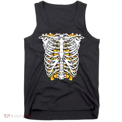 Candy Corn Skeleton Hallween Costume Tank Top