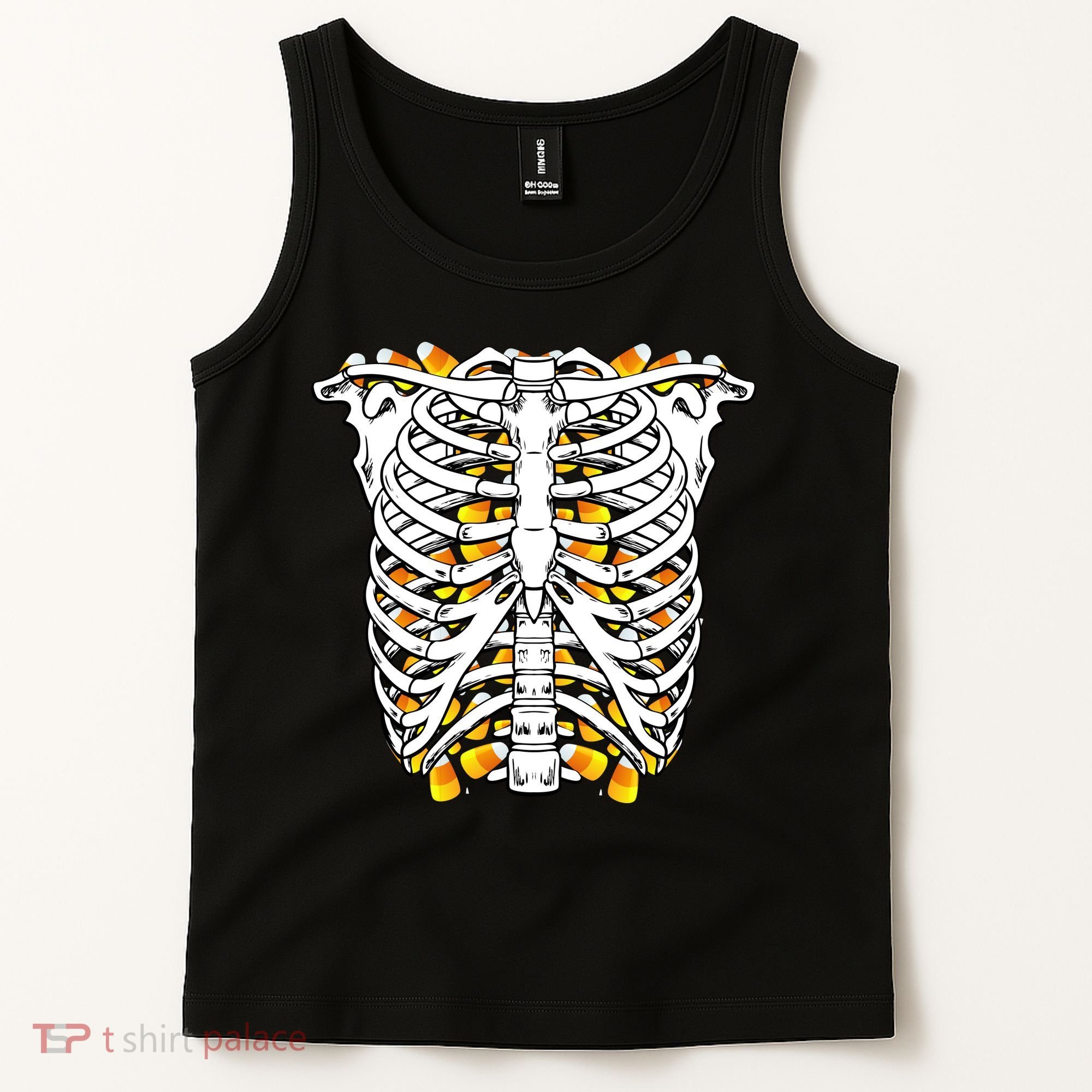 Candy Corn Skeleton Hallween Costume Tank Top