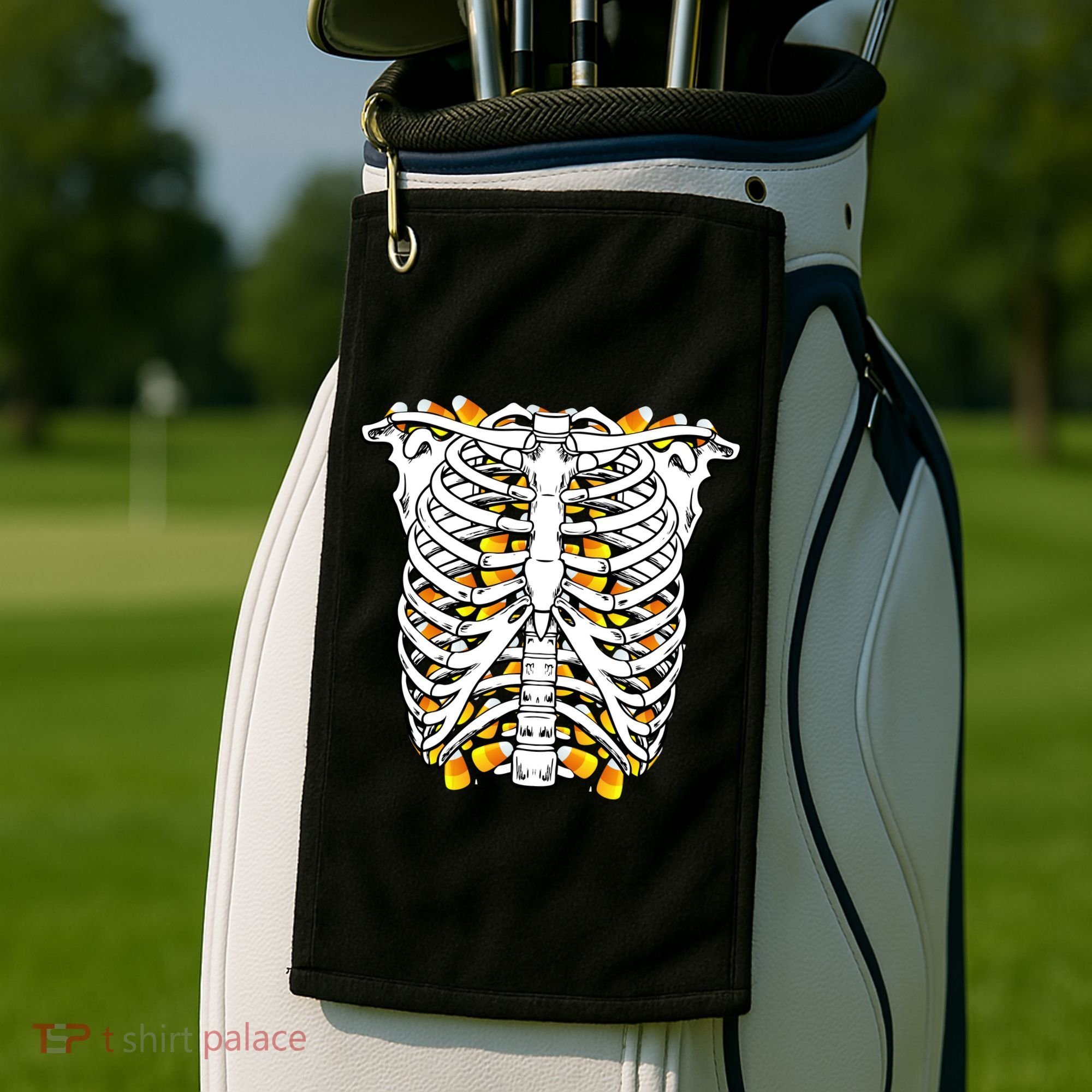 Candy Corn Skeleton Hallween Costume Golf Towel