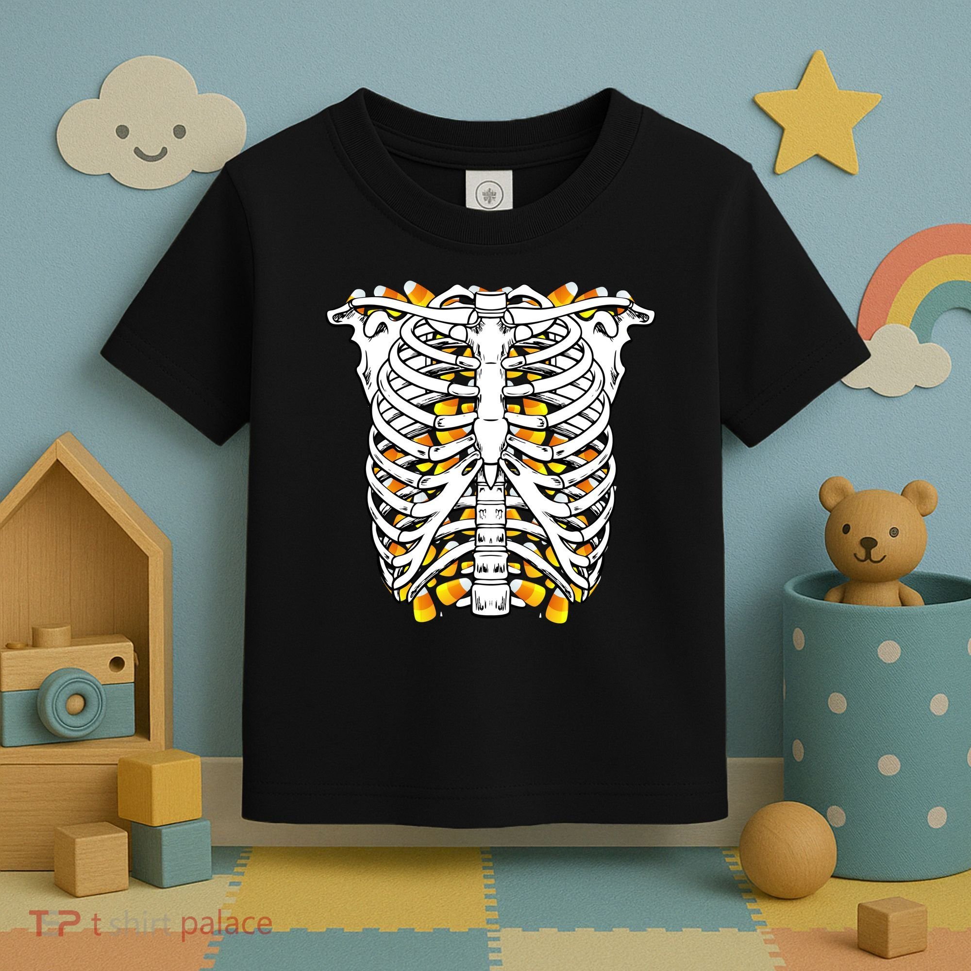 Candy Corn Skeleton Hallween Costume Toddler T-Shirt