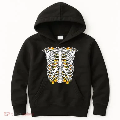 Candy Corn Skeleton Hallween Costume Kids Hoodie