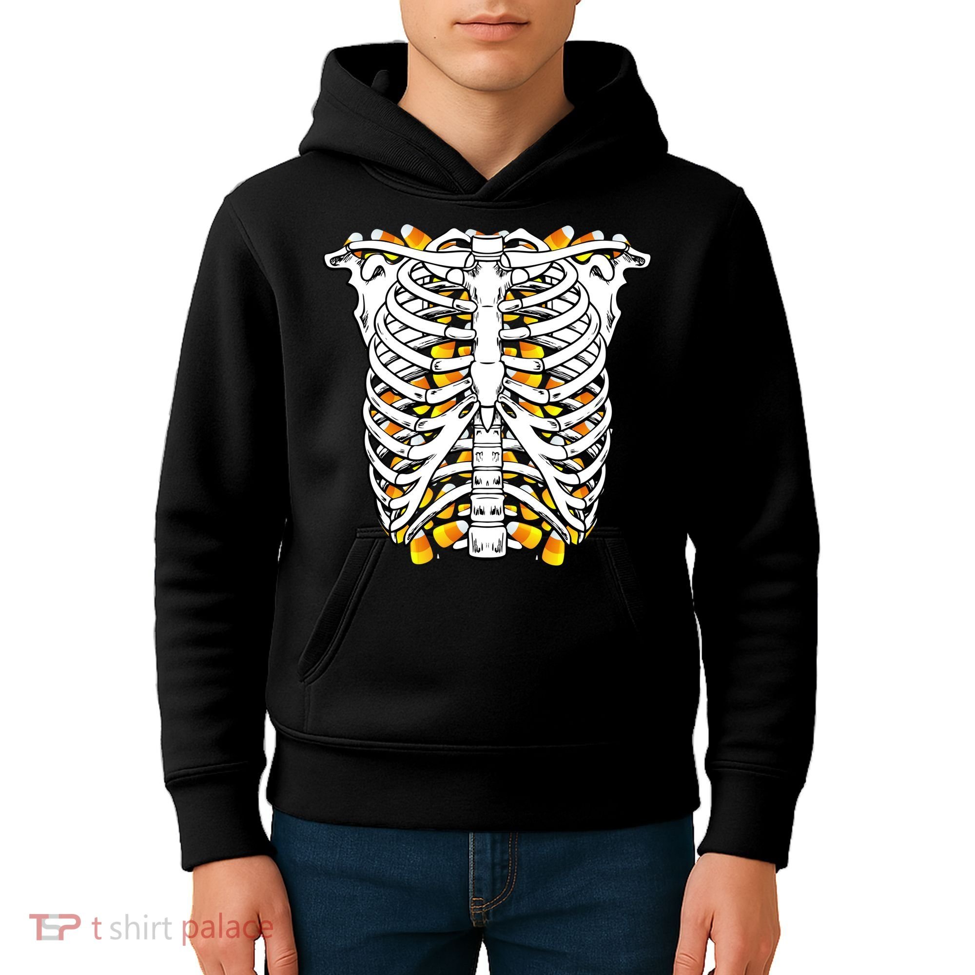 Candy Corn Skeleton Hallween Costume Kids Hoodie