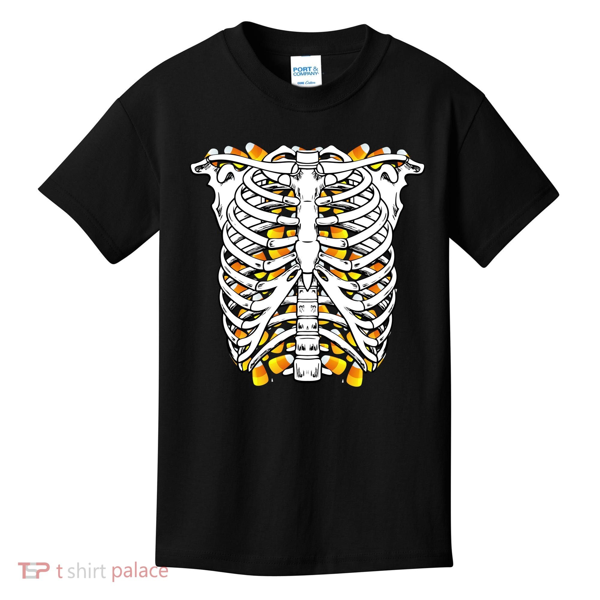 Candy Corn Skeleton Hallween Costume Kids T-Shirt