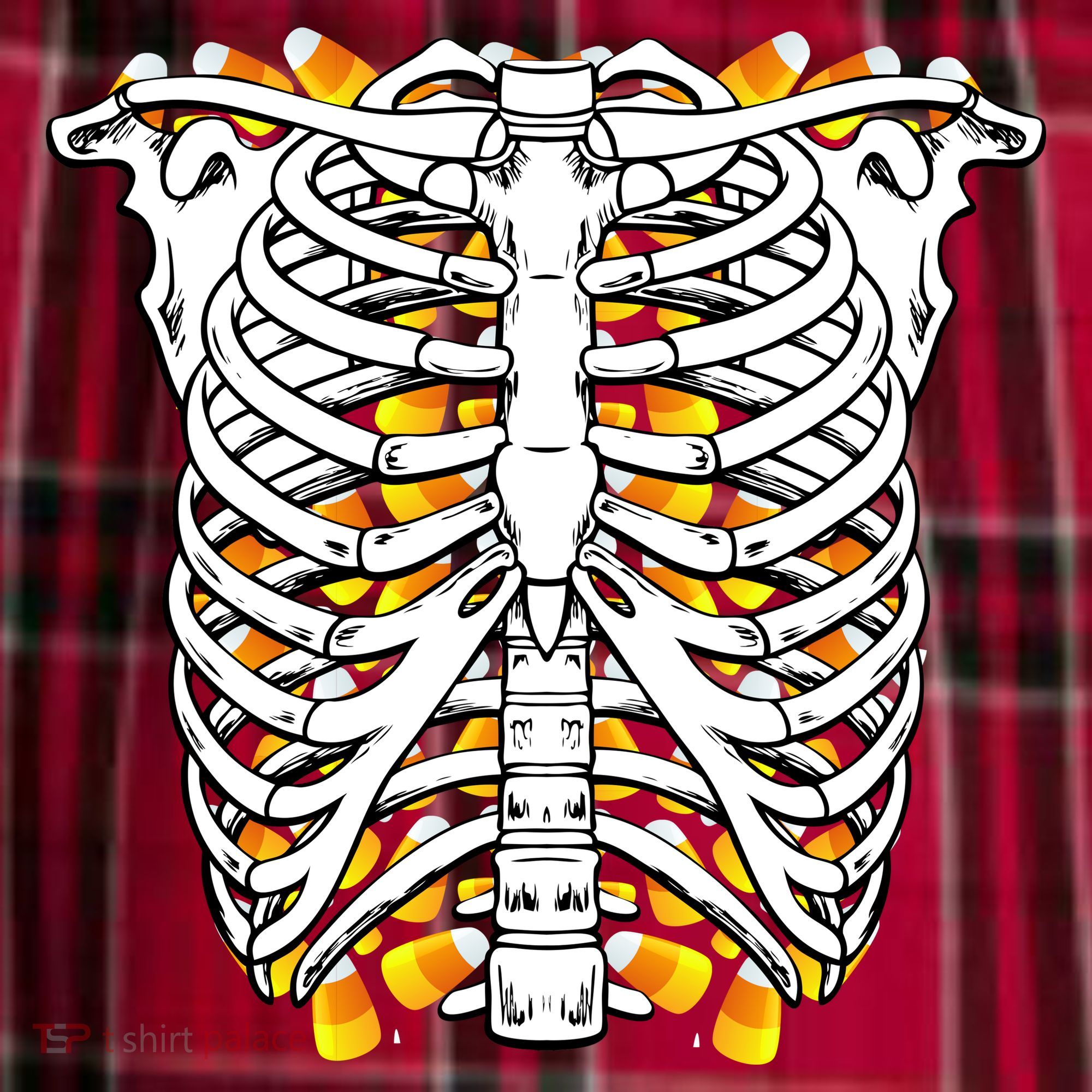 Candy Corn Skeleton Hallween Costume Women's Flannel Plaid Pajama Pants