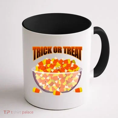 Candy Corn Trick or Treat Halloween Coffee Mug back