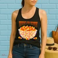Candy Corn Trick or Treat Halloween Women's Tank Top thumb 2