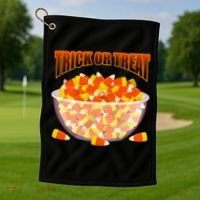 Candy Corn Trick or Treat Halloween Golf Towel thumb 1