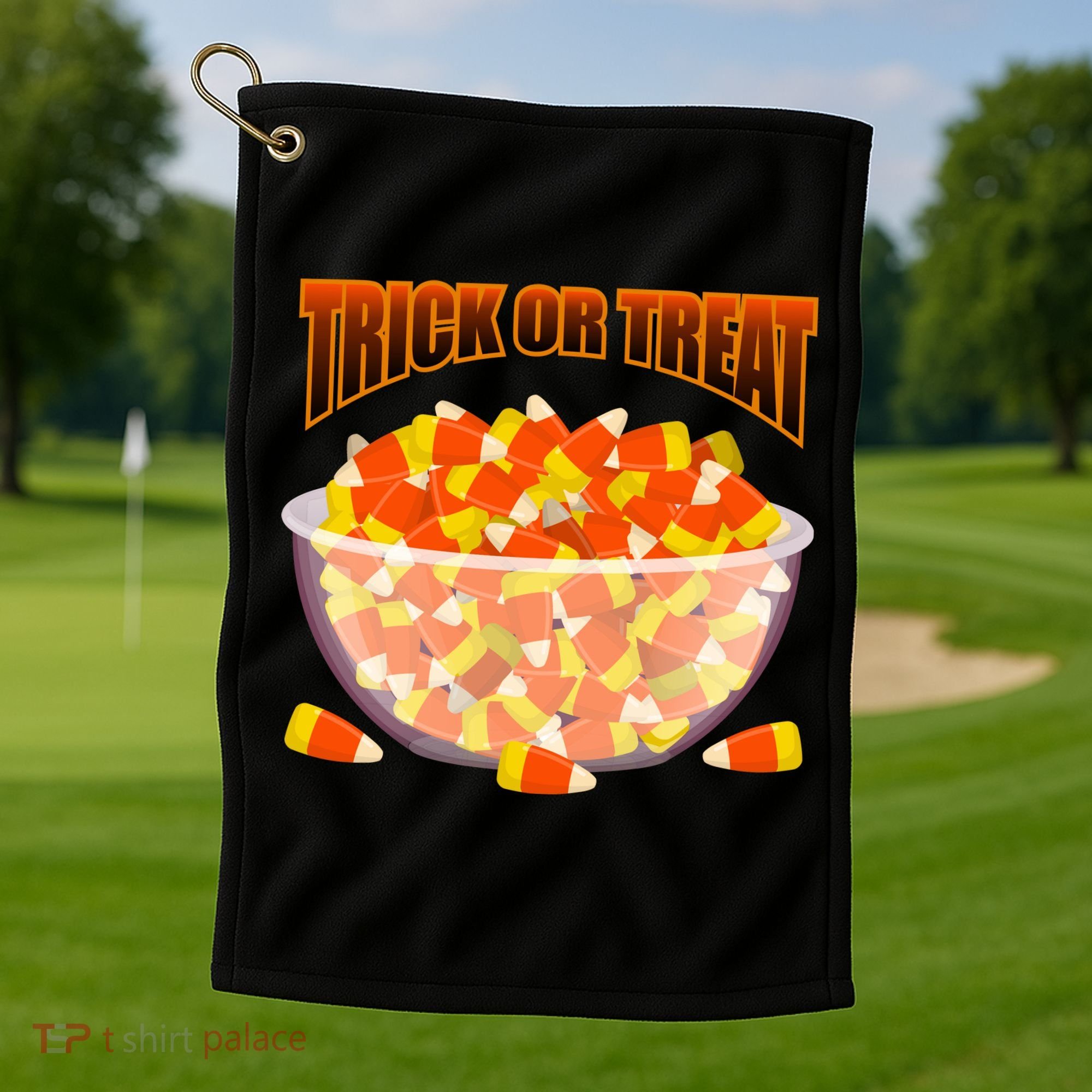 Candy Corn Trick or Treat Halloween Golf Towel