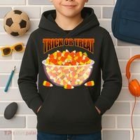 Candy Corn Trick or Treat Halloween Kids Hoodie thumb 2