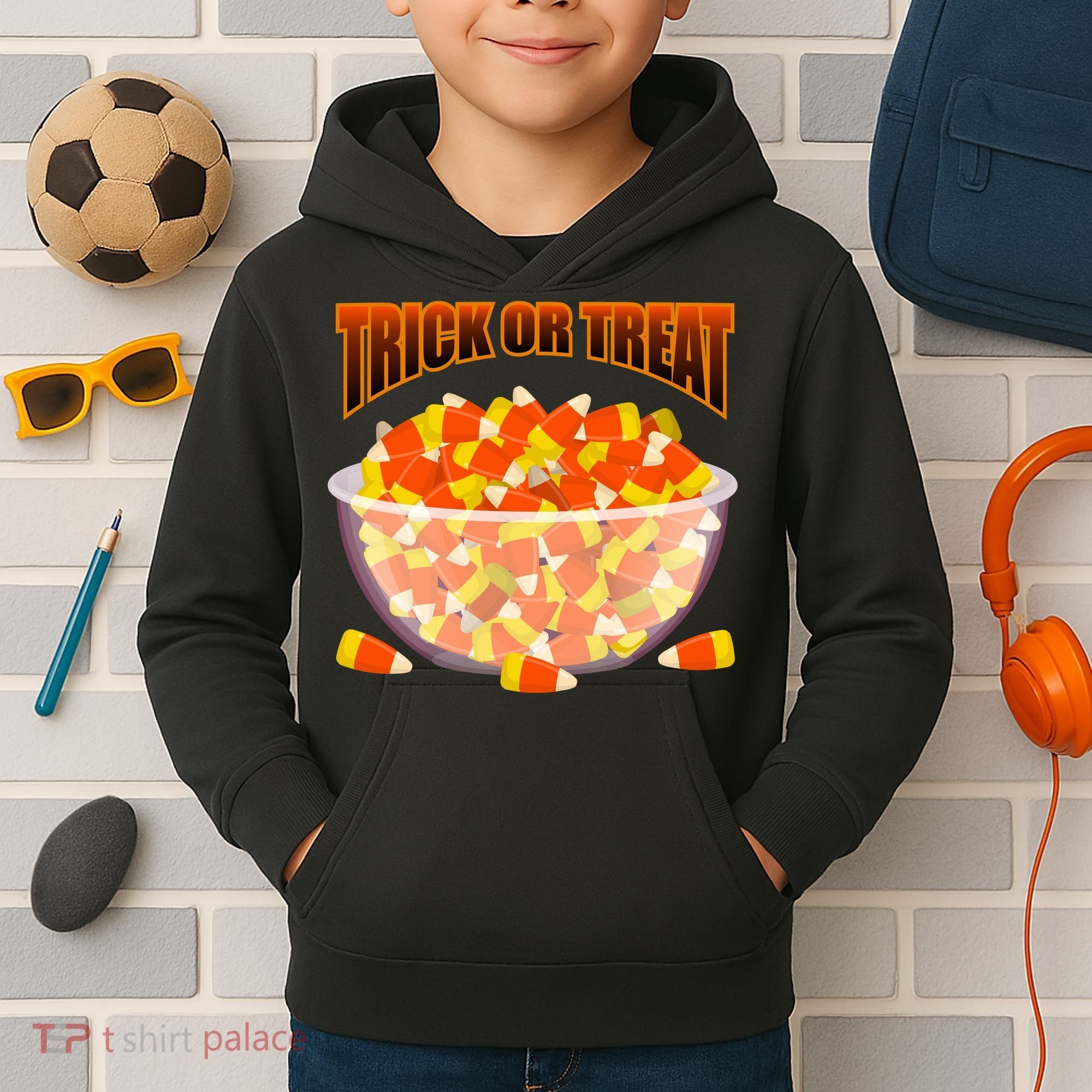 Candy Corn Trick or Treat Halloween Kids Hoodie