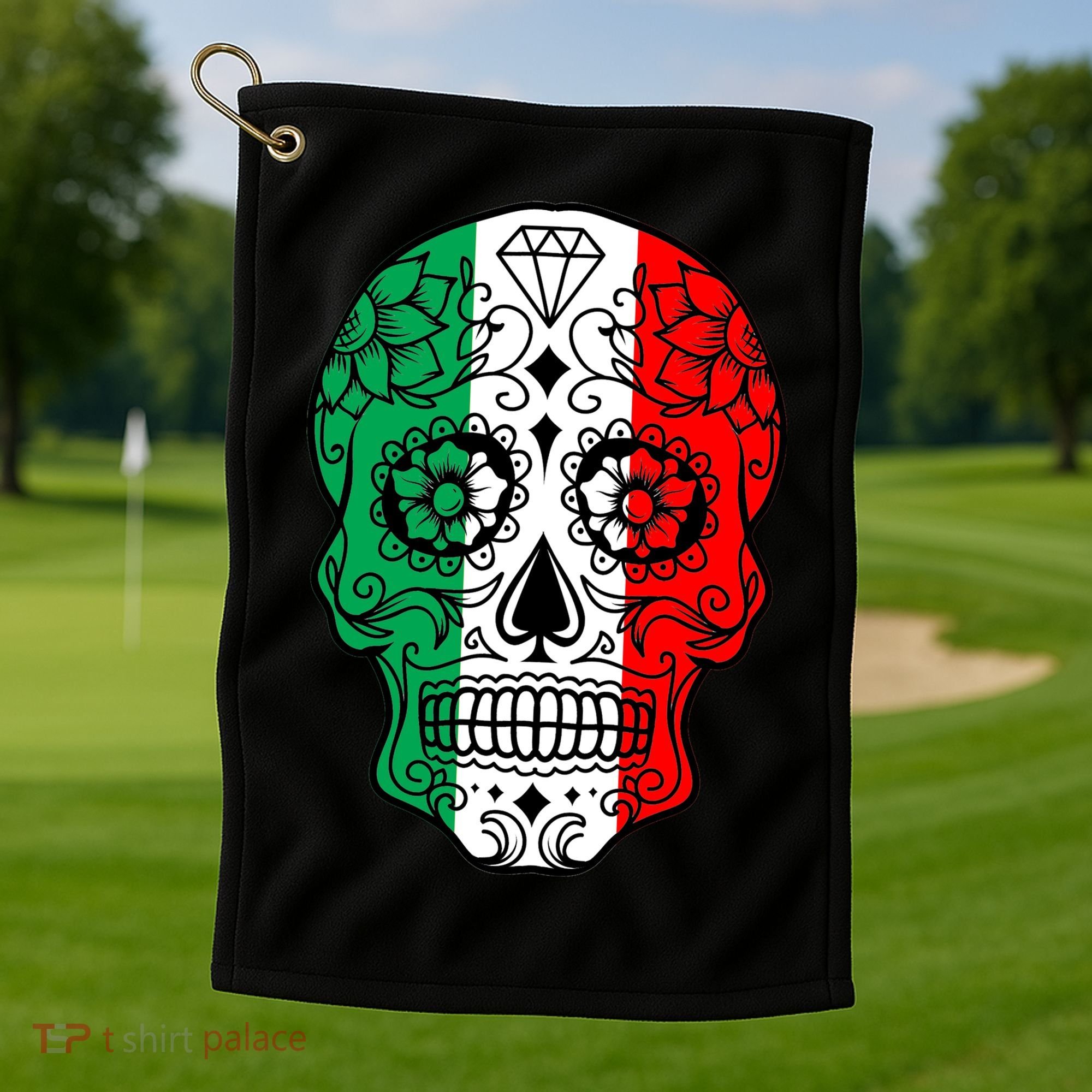 Candy Diamond Skull of Italy Golf Towel