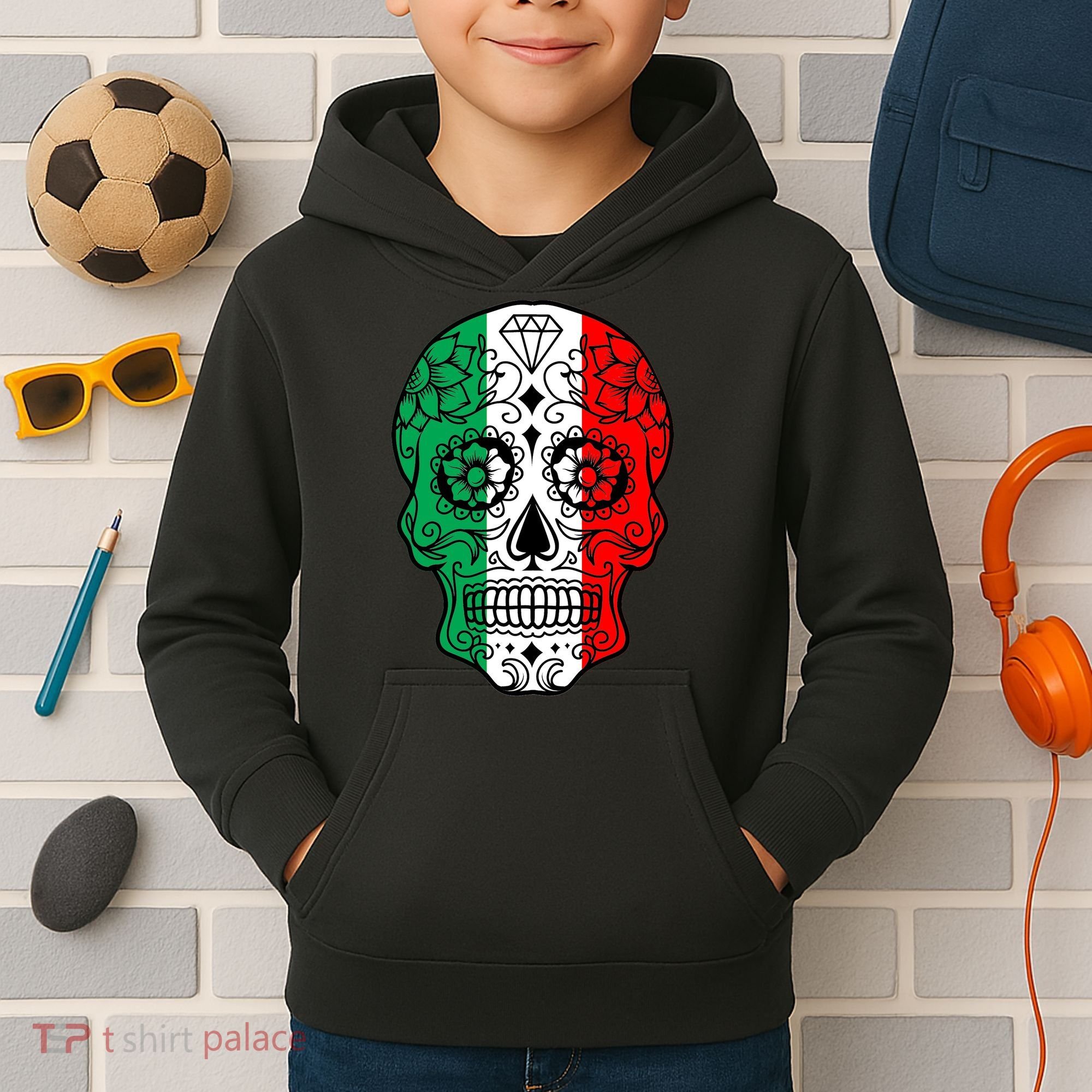 Candy Diamond Skull of Italy Kids Hoodie