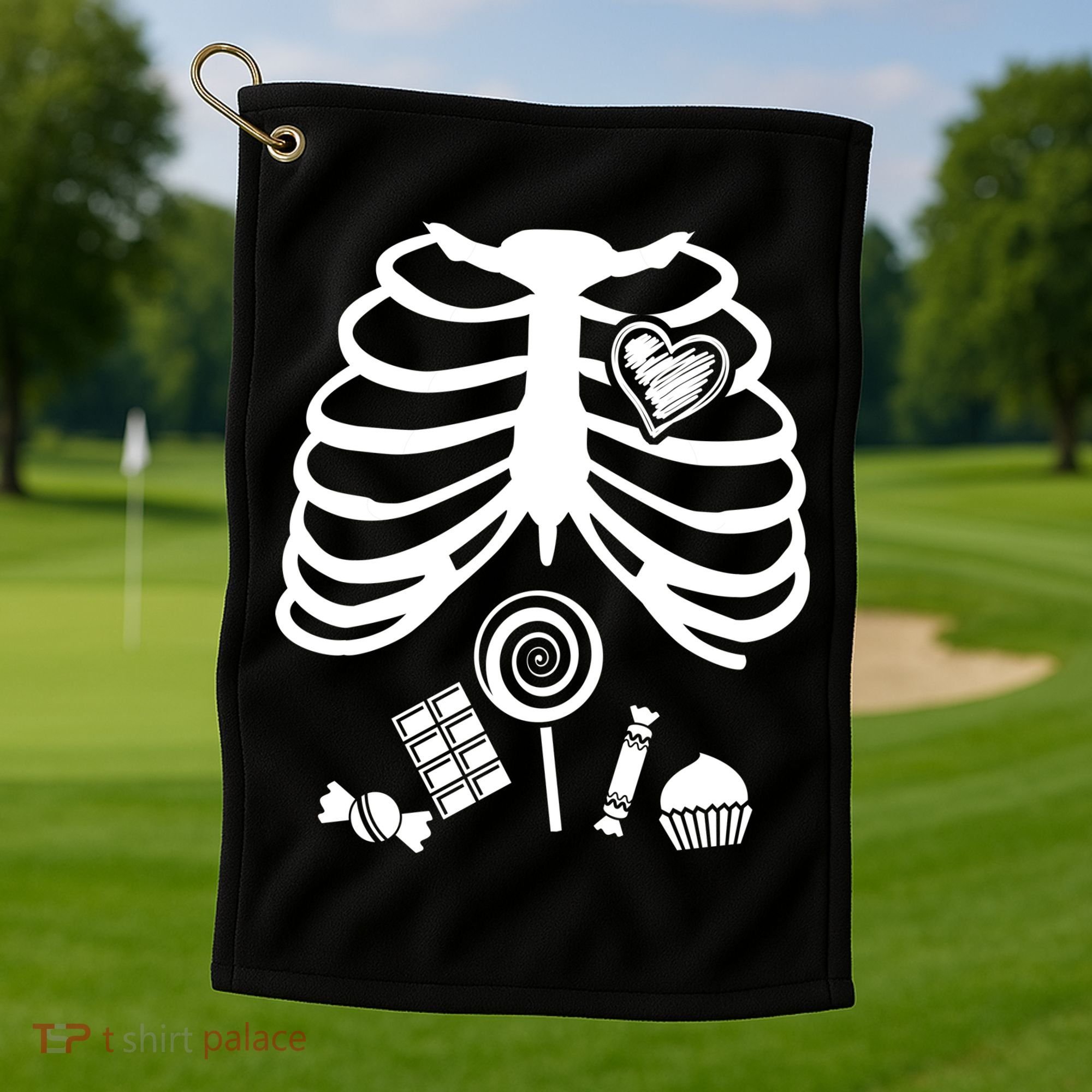 Candy X-Ray Skeleton Rib Cage Golf Towel