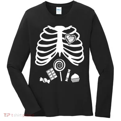 Candy X-Ray Skeleton Rib Cage Women's Long Sleeve Shirt